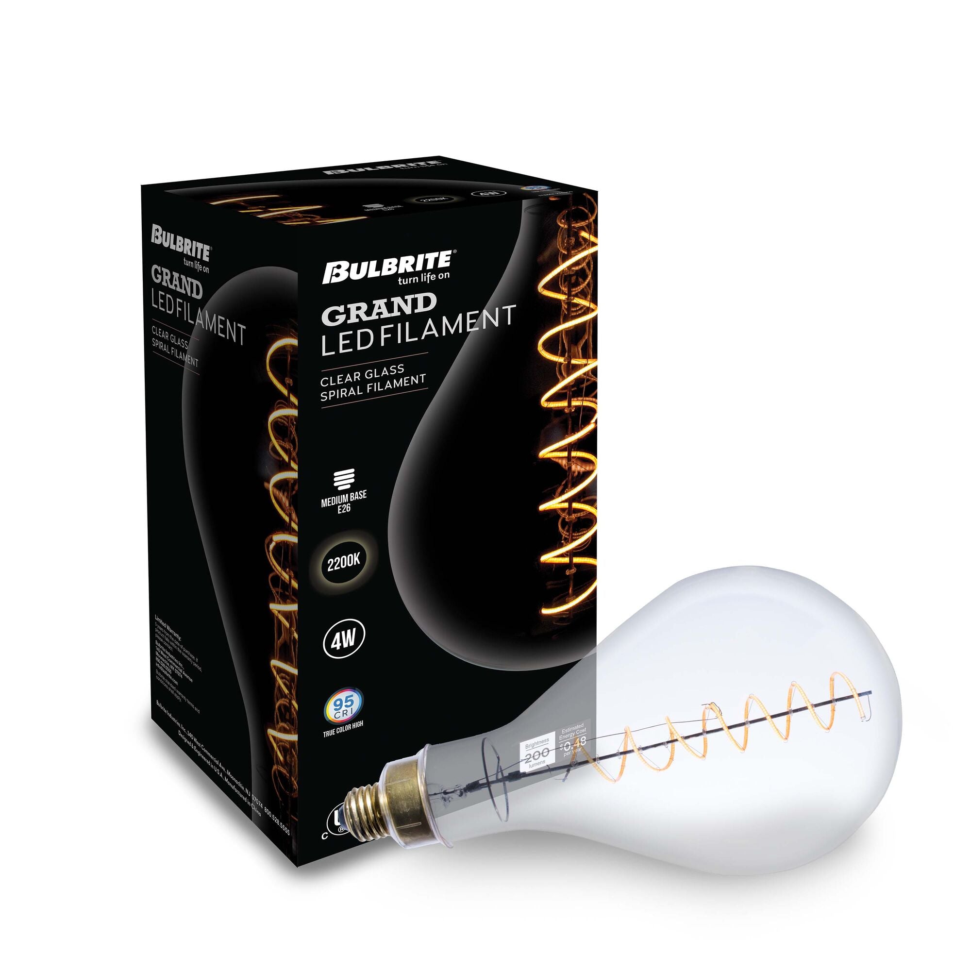 Bulbrite Grand LED Filaments PS52 Light Bulb