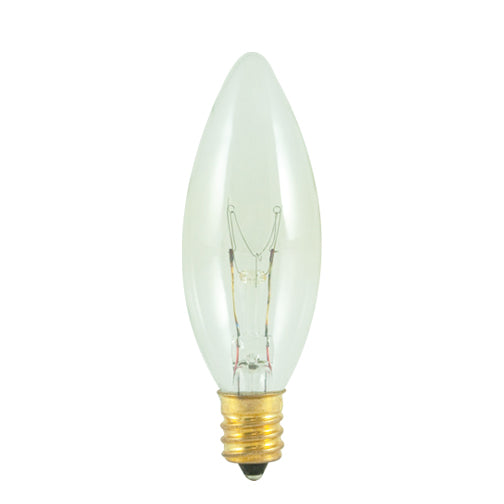 Bulbrite Torpedo 25mm, 15 Watt Dimmable B8 Incandescent Light Bulbs with E12 Candelabra Base, Clear