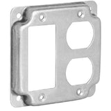 Mulberry Metal Products 11435U, 4 inch Square Galvanized Steel Rocker Switch and Duplex Receptacle Electrical Box Cover