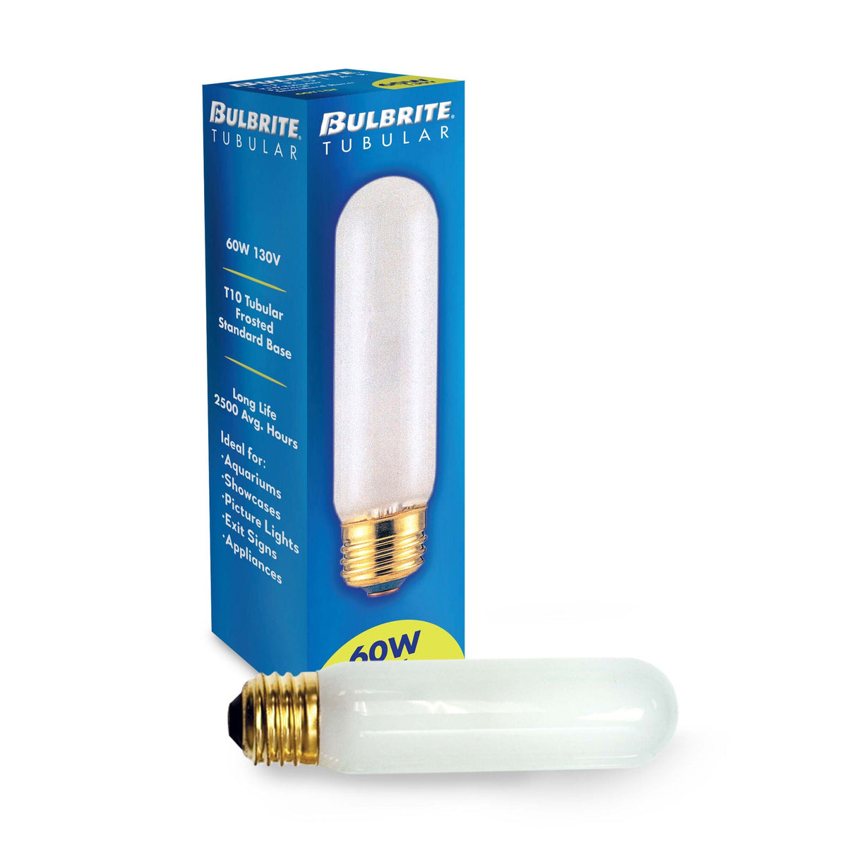 Bulbrite Incandescent Showcase, Aquarium T10 Light Bulb with E26 base, Frost, 2700K