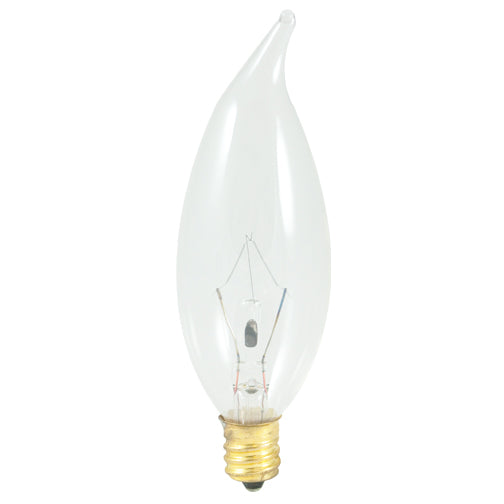 Bulbrite Incandescent Flame CA10 Light Bulb with E12 base, Clear, 2700K