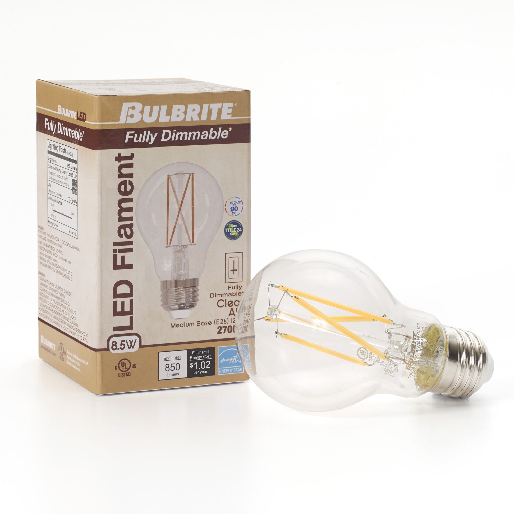 Bulbrite 774257 LED Filament A19 Light Bulb - Thumbnail 4
