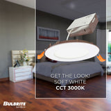 Bulbrite 12 Watt LED 4" Round Recessed Downlight Fixture with Metal J-Box, 3000 Warm Soft Light, 1100 Lumens