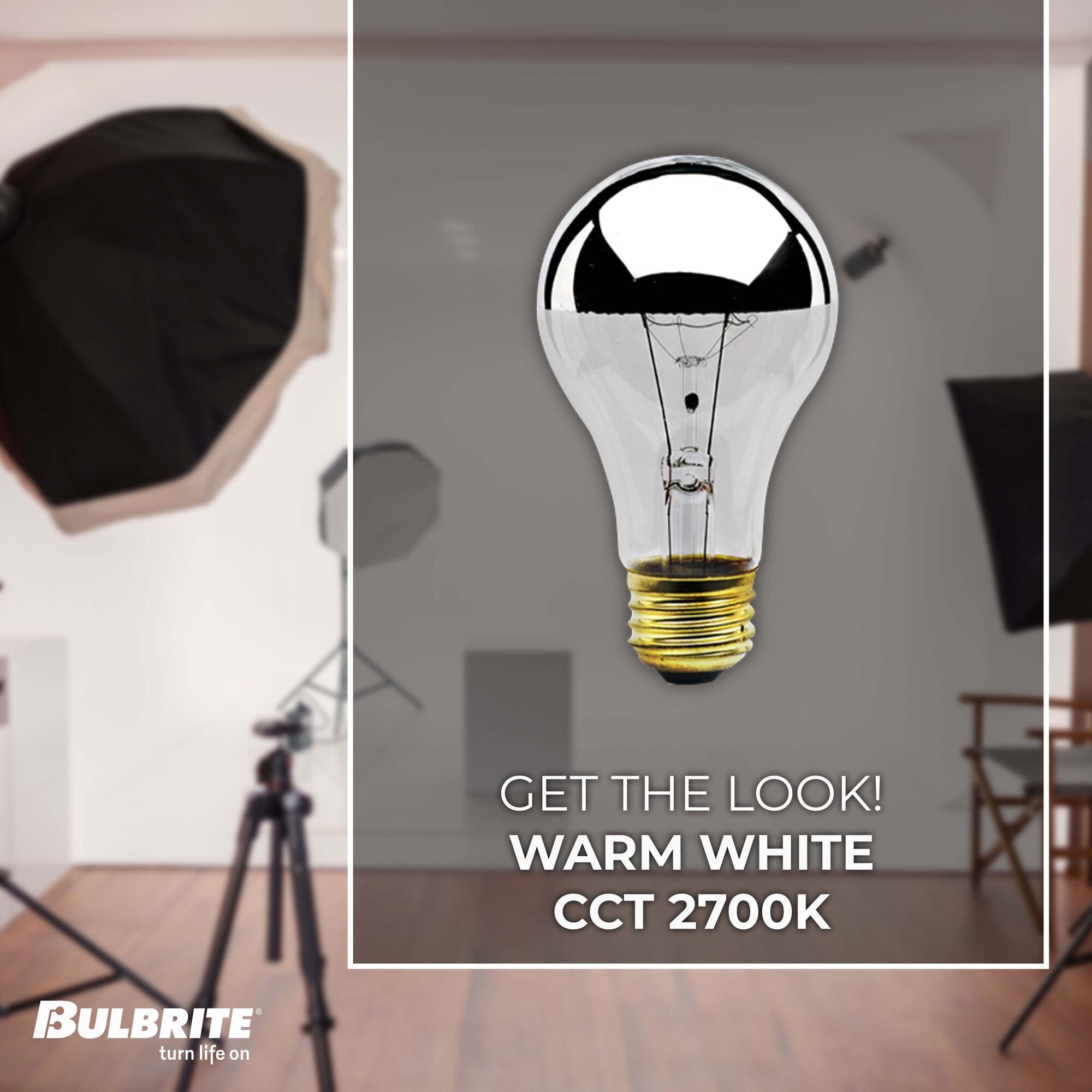 Bulbrite Incandescent A19 Medium Screw Base Light Bulb, 60 Watt, Half Chrome - Thumbnail 3