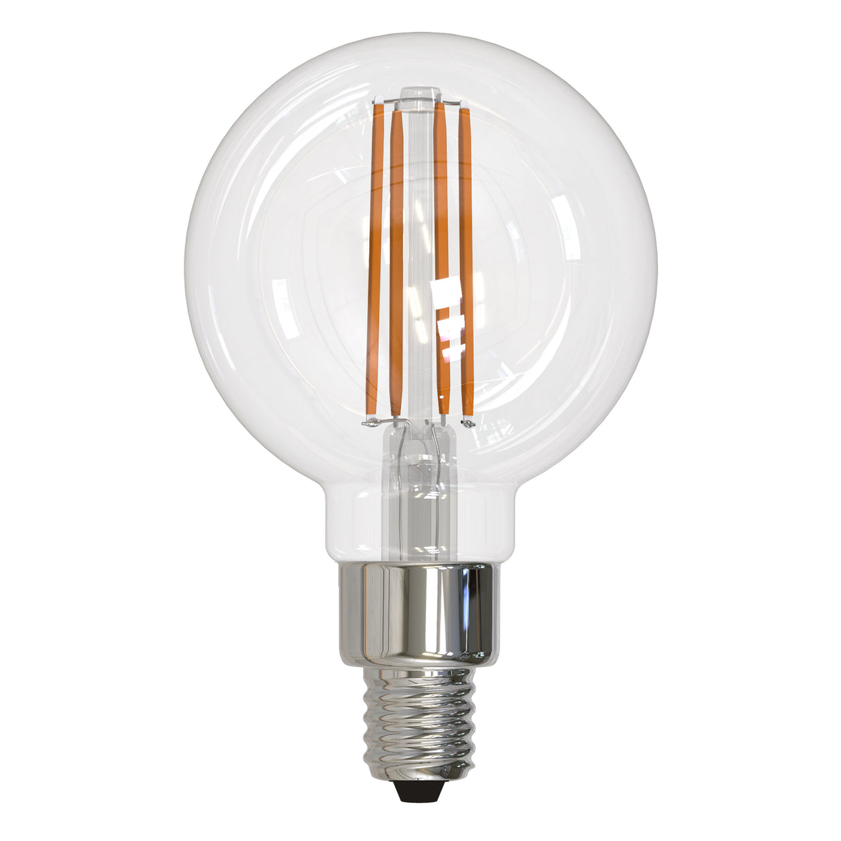 Bulbrite LED Filament 4 Watt Dimmable G16 Light Bulb with a Clear finish and Candelabra (E12) Base - 2700K Warm White Light, 350 Lumens