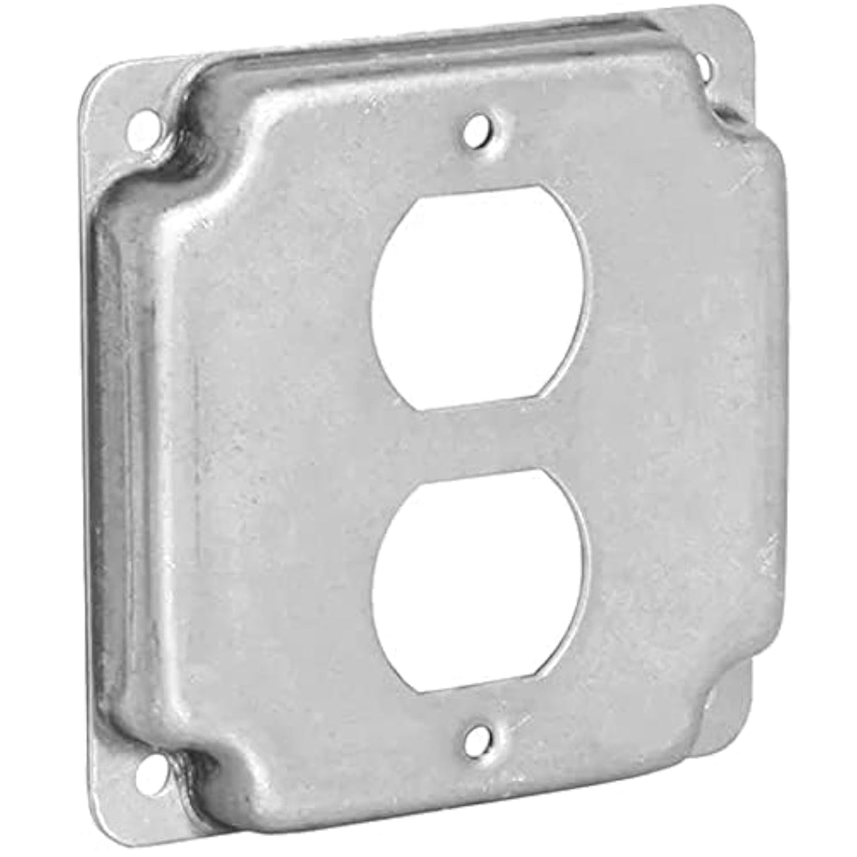 Mulberry Metal Products 11402U, 4 Inch Square Metal Electric Box Cover, Raised, Duplex Receptacle