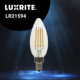 Luxrite LR21594, 5-Watt Torpedo Tip LED Light Bulb, E12 (Candelabra) Base, 3000k CCT Soft White, 500 Lumens