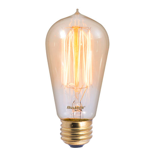 Bulbrite 60 Watt Dimmable Antique ST18 Nostalgic Thread Incandescent Light Bulbs with Medium (E26) Base, 2200K Amber Light