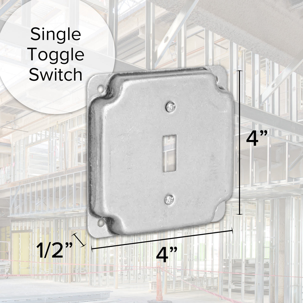 Mulberry Metal Products 11401U, 4 inch Square Galvanized Steel Toggle Switch Electrical Box Cover