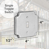 Mulberry Metal Products 11401U, 4 inch Square Galvanized Steel Toggle Switch Electrical Box Cover