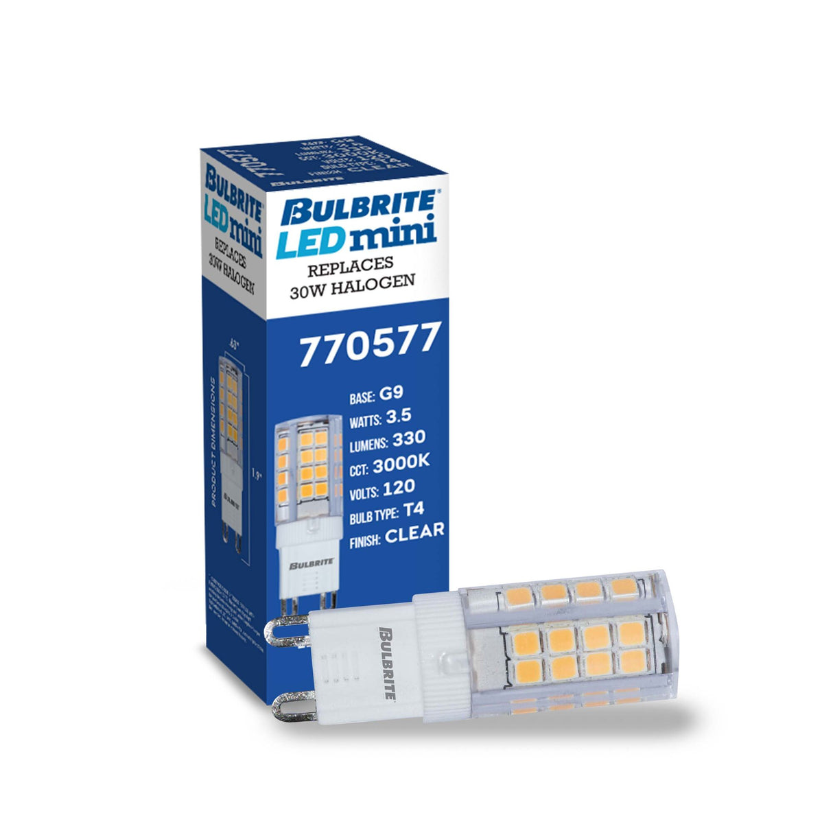 Bulbrite LED 120-Volt Frost T5 Specialty Mini Bulbs with G9 (Bi-Pin) Base, 3.5 Watt, 3000K (Soft White Light)