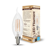 Bulbrite 776864, 4.5 Watt Dimmable Clear Filament CA10 Candelabra (E12) LED Bulb - 350 Lumens, 3000K, and 90 CRI