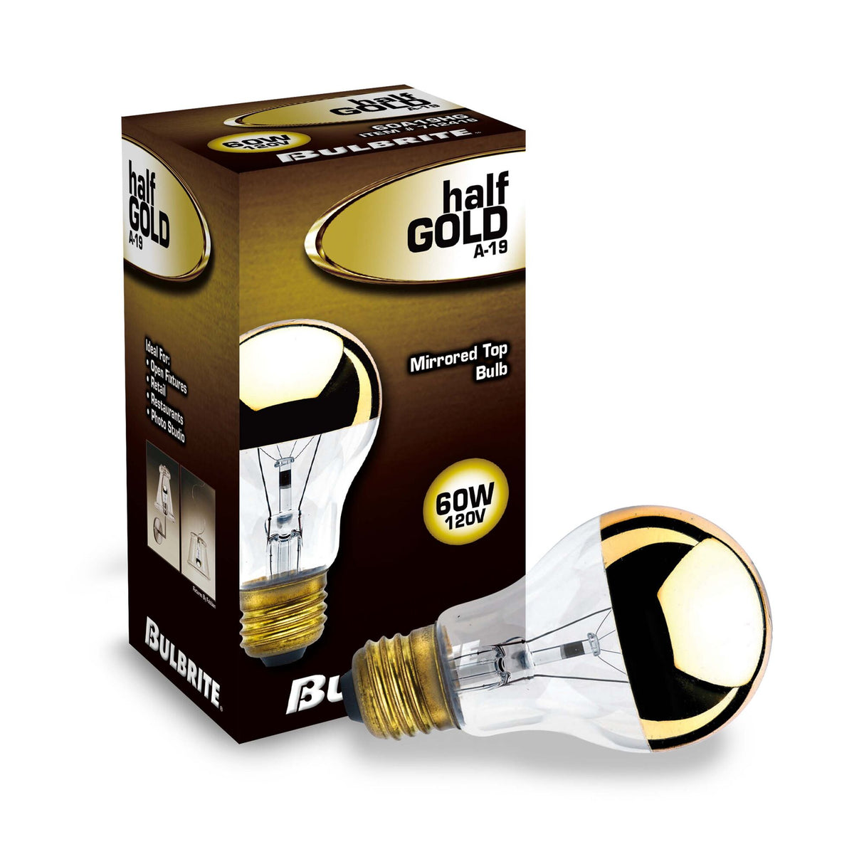 Bulbrite 60 Watt Dimmable Half Gold A19 Medium (E26) Incandescent Bulb