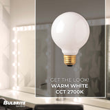 Bulbrite Incandescent G30 Medium Screw Base (E26) White finish Light Bulb, 40 Watt