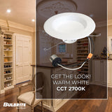 Bulbrite 14 Watt Adjustable 5/6" Integrated LED Recessed Downlight with E26 Quick Connect Adapter, 2700K Warm White Light, 1100 Lumens