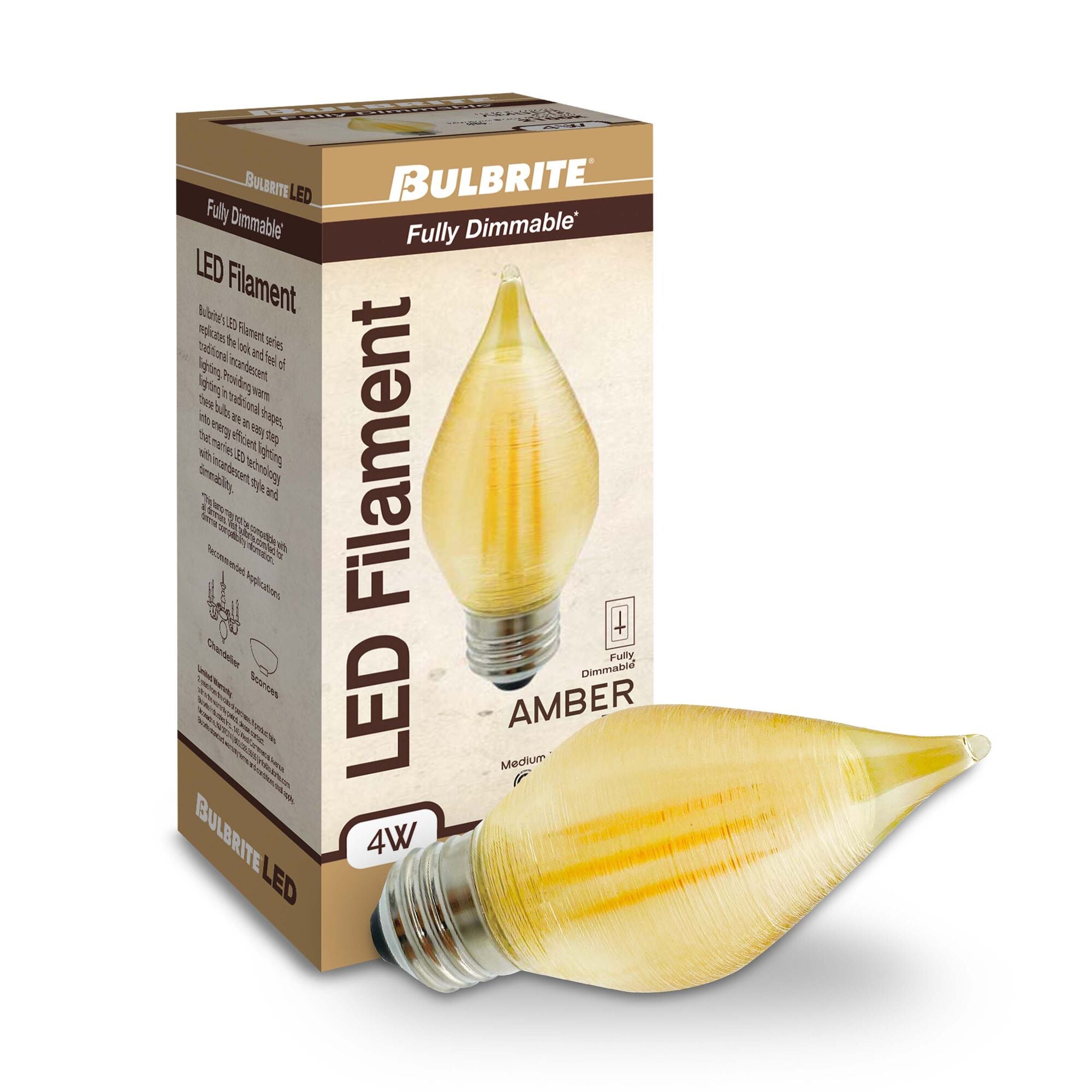 Bulbrite Spunlite 4 Watt Dimmable C15 LED Filament Light Bulb - Thumbnail 2
