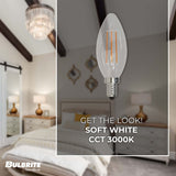 Bulbrite 776627, 5 Watt Dimmable Clear Filament B11 Candelabra (E12) LED Bulb - 500 Lumens, 3000K, and 80 CRI