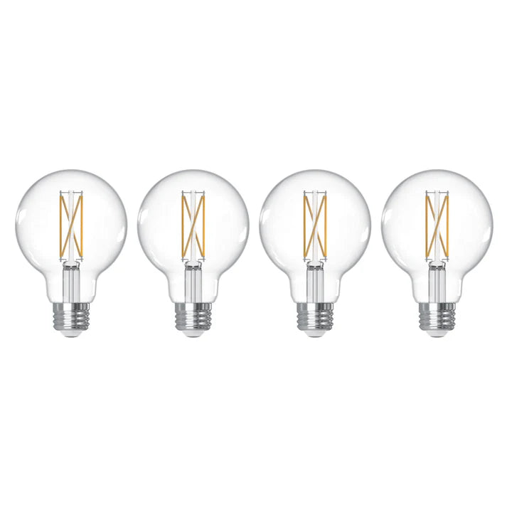 (4 Pack) Bulbrite 776241, 7 Watt Globe LED G25 Filament Light Bulb, E26 Standard Base, 4000k CCT, Dimmable