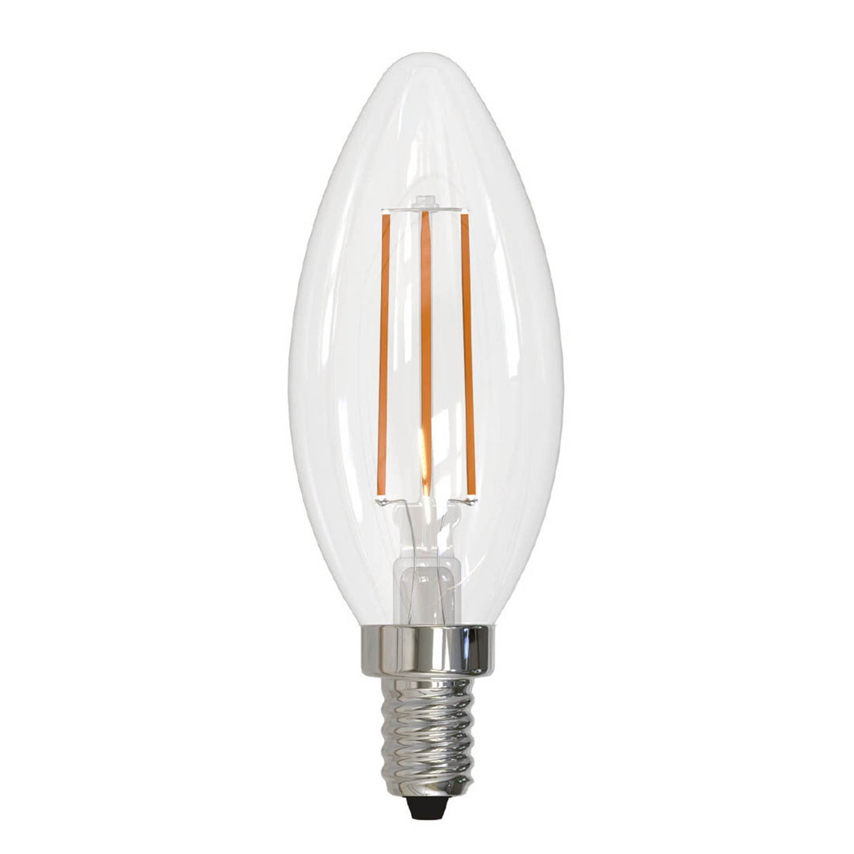 Bulbrite LED Filament 5 Watt Dimmable B11 Light Bulb with Clear finish and Candelabra (E12) Base - 4000K Cool White Light, 500 Lumens