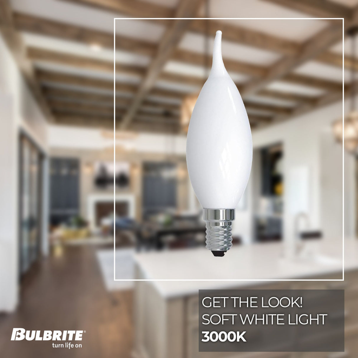 Bulbrite 5 Watt Dimmable CA10 LED Light Bulbs with Milky Glass Finish and Candelabra (E12) Base, 3000K Soft White Light, 500 Lumens