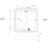 Mulberry Metal Products 11435U, 4 inch Square Galvanized Steel Rocker Switch and Duplex Receptacle Electrical Box Cover