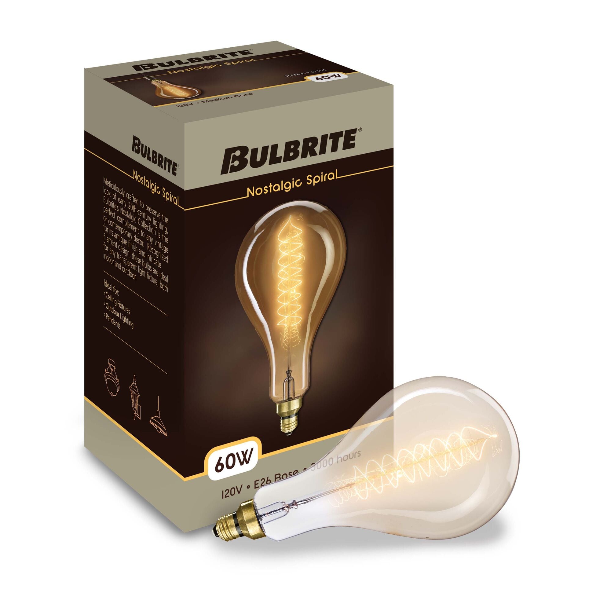 Bulbrite Grand Nostalgic Collection 60 Watt BT56 Decorative Incandescent Light Bulb - Thumbnail 5