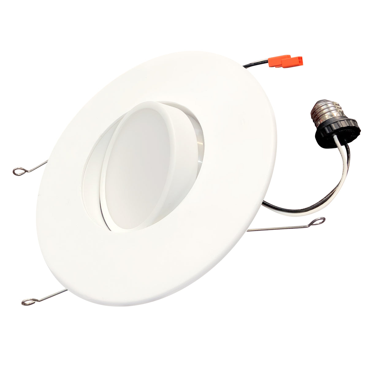 Bulbrite LED Retrofit Recessed Downlights with E26 Quick-Connect Socket, White Round, 3000K, 1100 Lumens