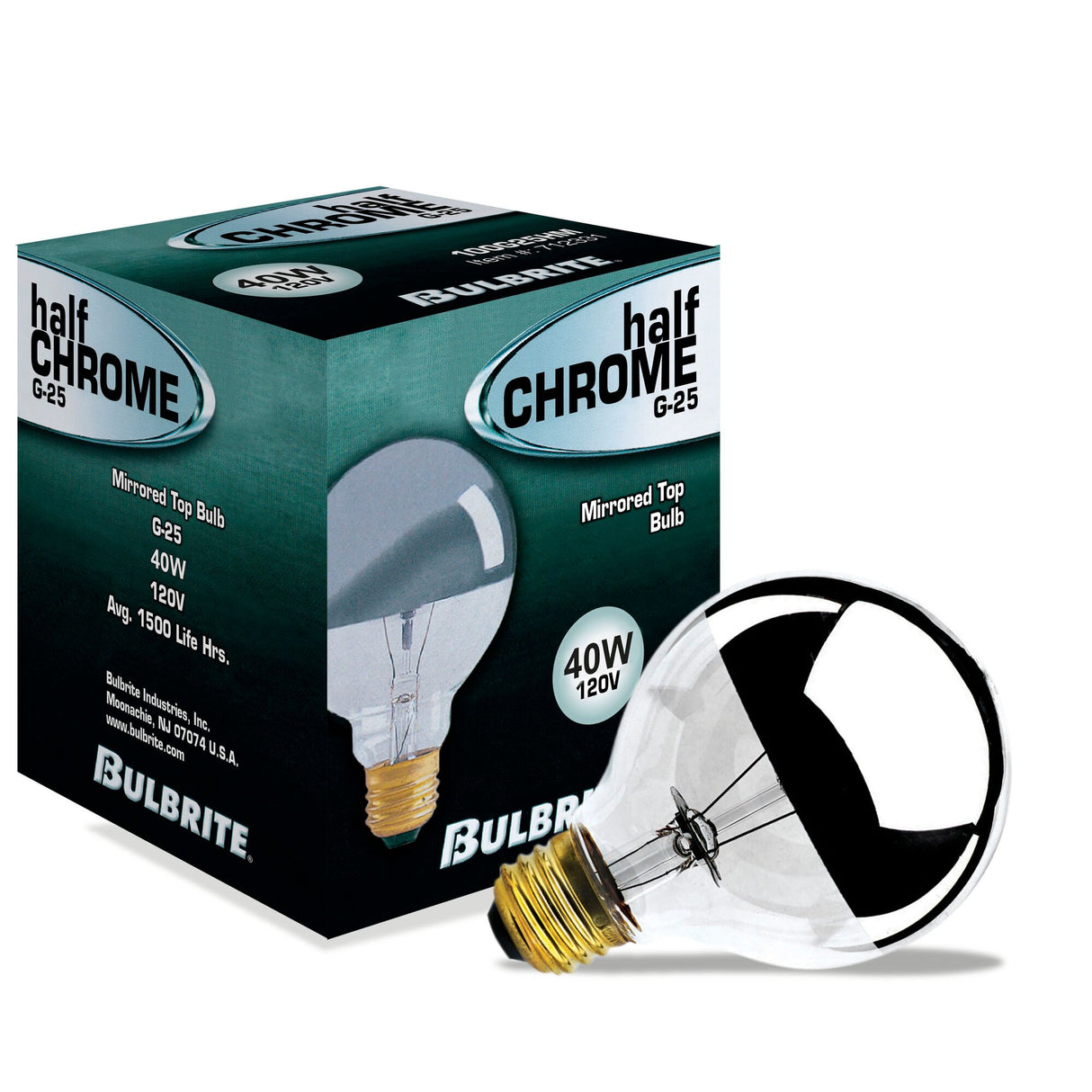 Bulbrite 40 Watt Dimmable Half Chrome G25 Incandescent Light Bulbs with Medium (E26) Base, 2700K Warm White Light