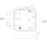 Mulberry Metal Products 11413U, 4 inch Square Galvanized Steel Toggle Switch and Duplex Receptacle Electrical Box Cover