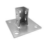 Morris-17454, 6 Inch Post Base Single Channel 4 Hole Square for 1-5/8" Strut, Post Base with 4 holes