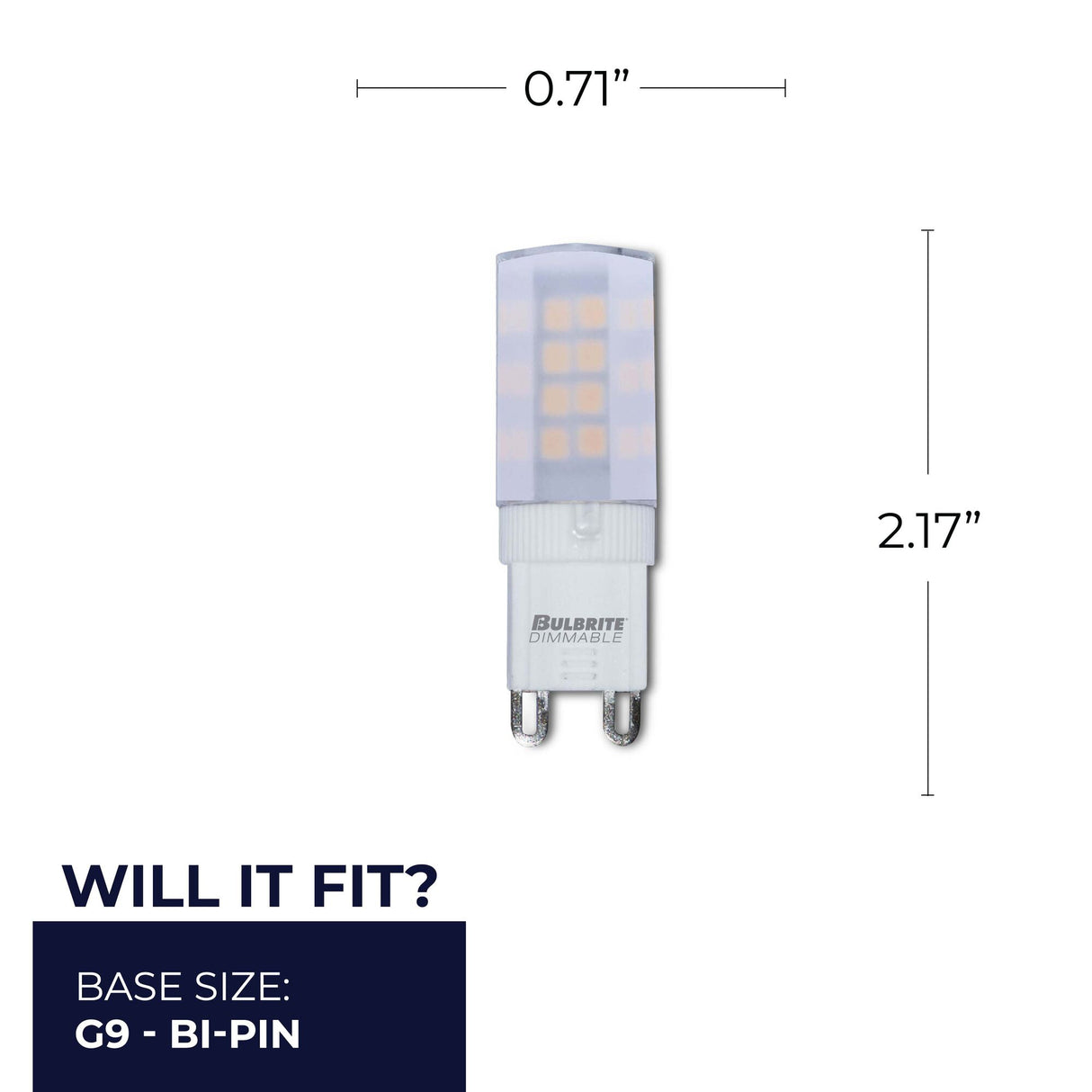 Bulbrite 4.5 Watt Dimmable Frost Mini T4 Bi-Pin (G9) LED Bulb - 340 Lumens, 2700K, and 80 CRI