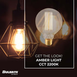 Bulbrite Nostalgic Collection Dimmable 40 Watt G30 Incandescent Light Bulbs with Antique Glass Finish and Medium (E26) Screw Base, 2200K (Amber Light)