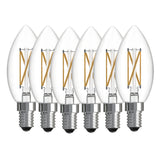(6 Pack) Bulbrite 776230, 4-Watt B11 LED Filament Light Bulb, E12 Candelabra Base, 3000k CCT, 400 Lumen Dimmable