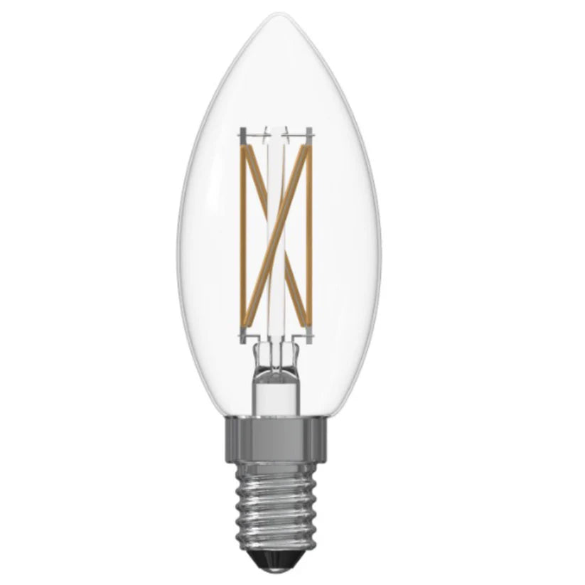 (6 Pack) Bulbrite 776230, 4-Watt B11 LED Filament Light Bulb, E12 Candelabra Base, 3000k CCT, 400 Lumen Dimmable
