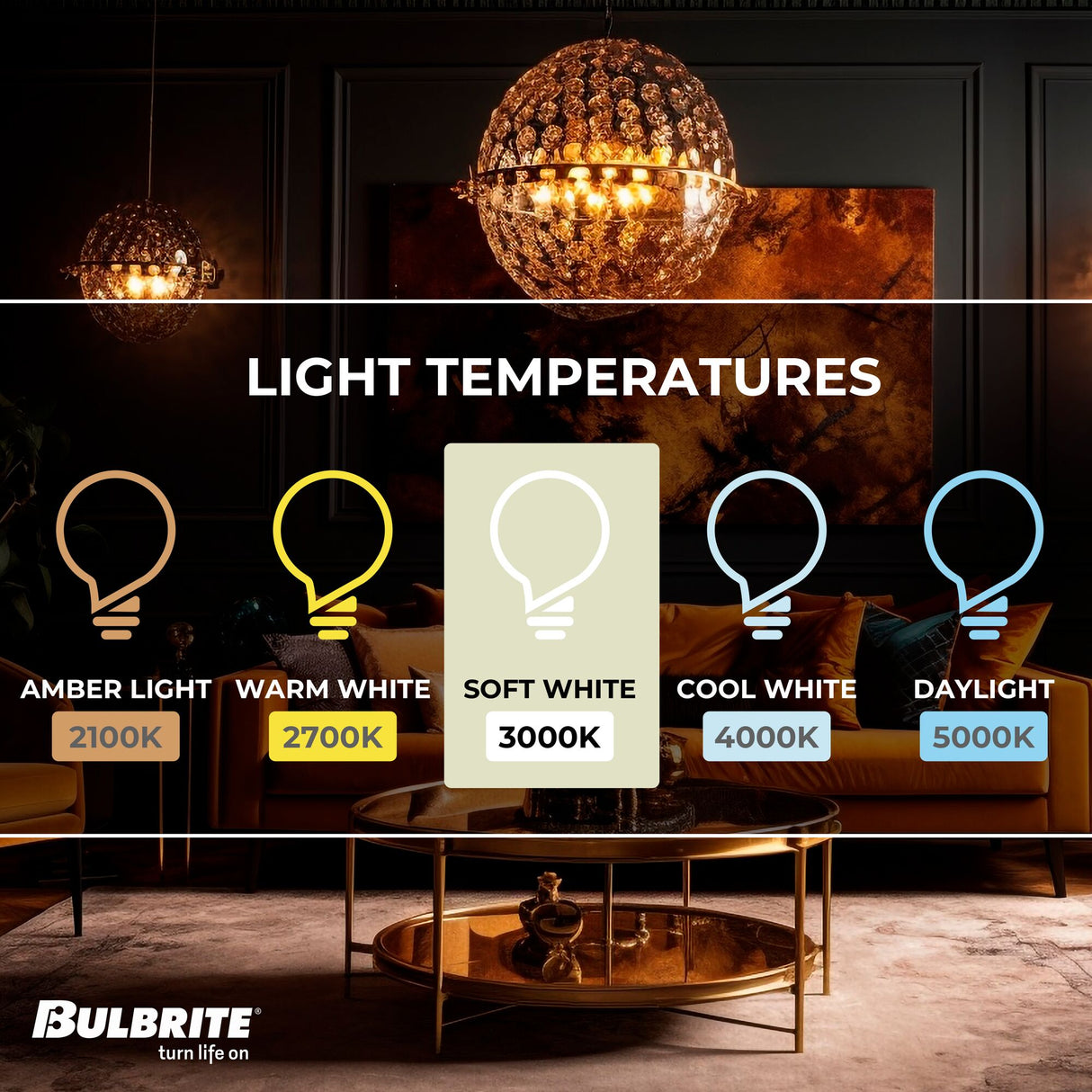 Bulbrite LED Filaments T14 Light Bulb with E26 base, Clear, 3000K, 450 Lumens