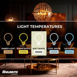 Bulbrite LED Filaments T14 Light Bulb with E26 base, Clear, 3000K, 450 Lumens