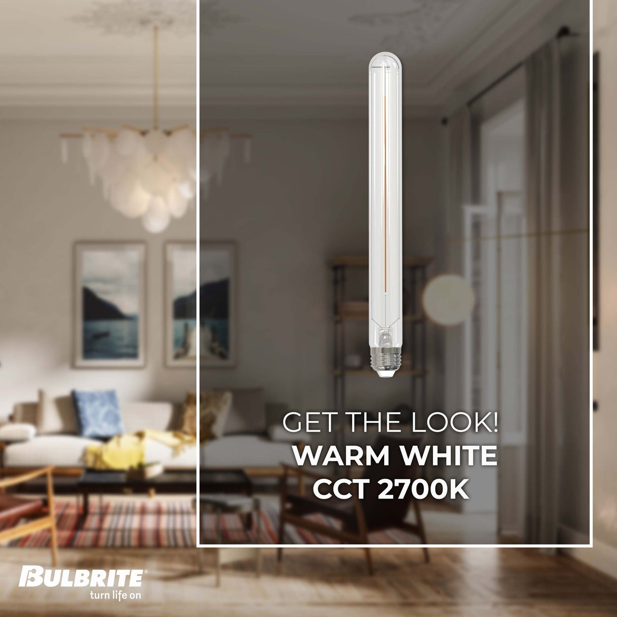 Bulbrite LED Filament 5 Watt Dimmable 11 Inch T9 Light Bulb with Clear Glass Finish and Medium (E26) Base - 2700K (Warm White Light), 350 Lumens