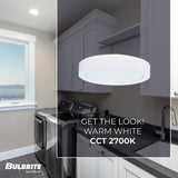 Bulbrite Single LED 9" Round Flush Mount Fixture, 75W Equivalent, 2700K/Warm White, White Finish