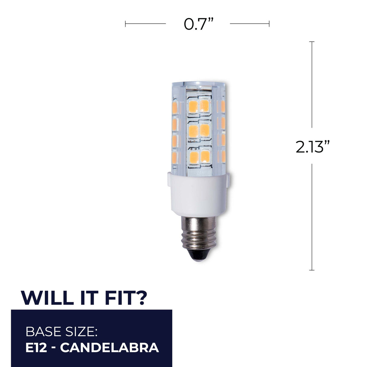 Bulbrite LED Mini T4 Dimmable Candelabra Screw Base (E12) Light Bulb 35 Watt Equivalent 2700K, Clear