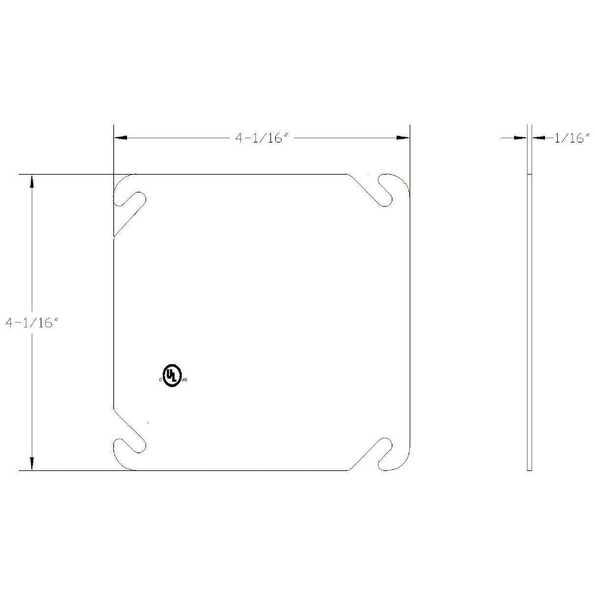 Mulberry Metals 11201, 4 inch square flat Galvanized Steel Electrical Box covers