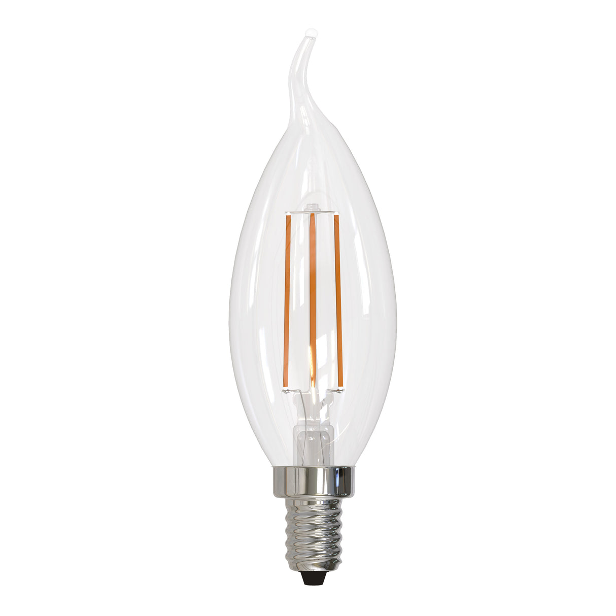 Bulbrite LED Filament 5 Watt Dimmable CA10 Light Bulb with Clear finish and Candelabra (E12) Base - 3000K Soft White Light, 500 Lumens