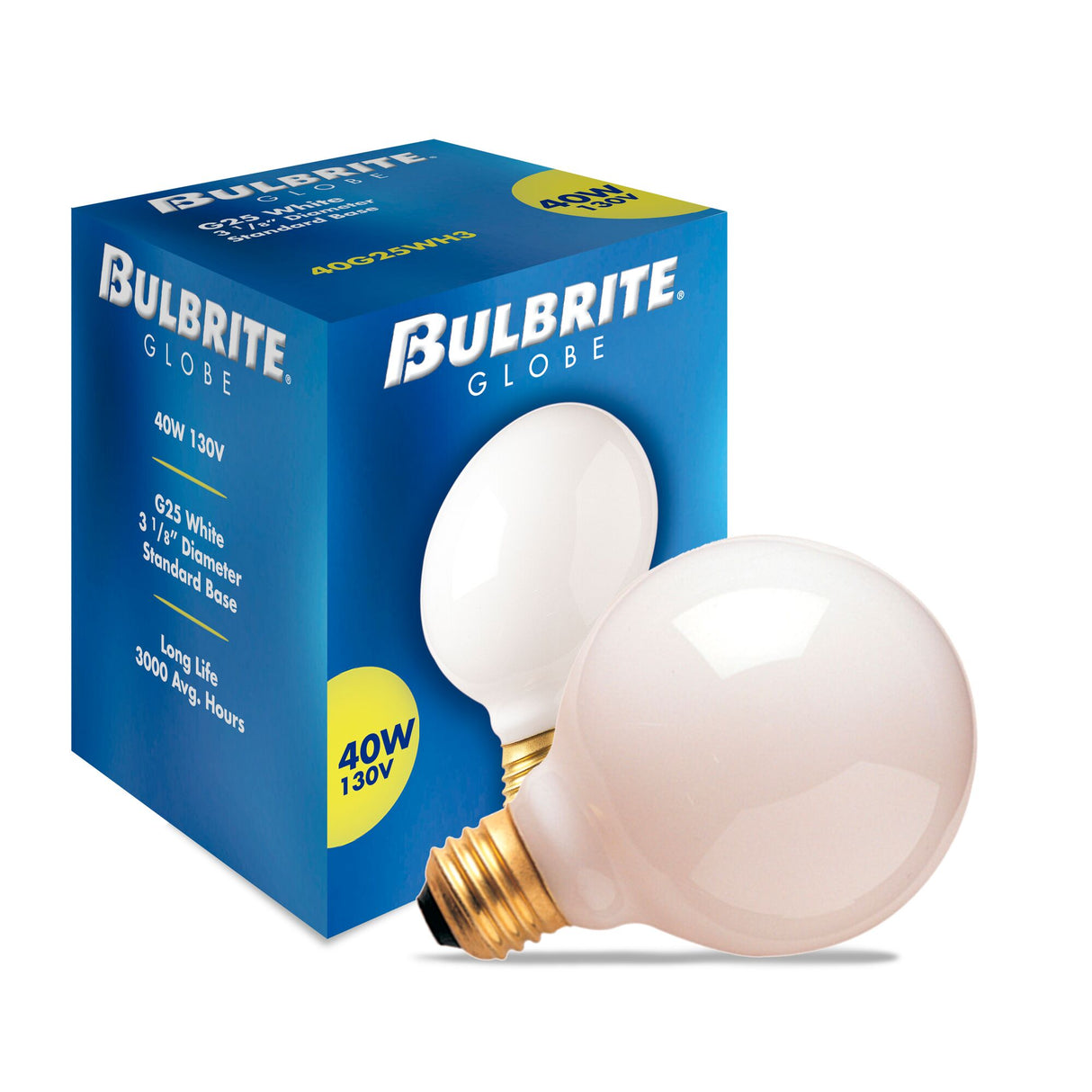 Bulbrite 40 Watt Dimmable Incandescent G25 Light Bulbs with Standard E26 Screw Base, White Glass Finish