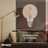 Bulbrite 776800, 5 Watt Dimmable Antique Filament G25 Medium (E26) LED Bulb - 2200K and 80 CRI