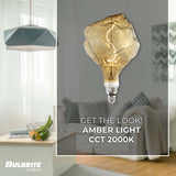 Bulbrite LED Grand Filament Nostalgic Iceberg Shaped Light Bulb, 60 Watt Equivalent, Medium Base (E26),2000K, Antique