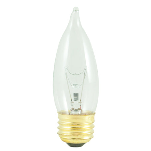 Bulbrite Incandescent Torpedo & Flame CA10 Light Bulb with E26 base, Clear, 2700K