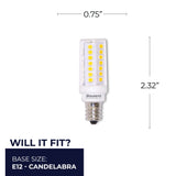 Bulbrite 5-Watt T6 LED Light Bulb, Dimmable (550 Lumen, 2700K Warm White, 25000hrs) E12 Base