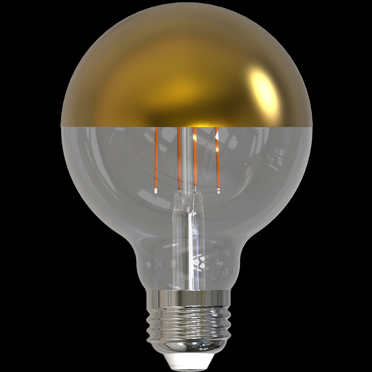 Bulbrite LED Filament 4.5 Watt Dimmable G25 Light Bulb with Half Gold Glass Finish and Medium (E26) Base - 2700K (Warm White Light), 350 Lumens