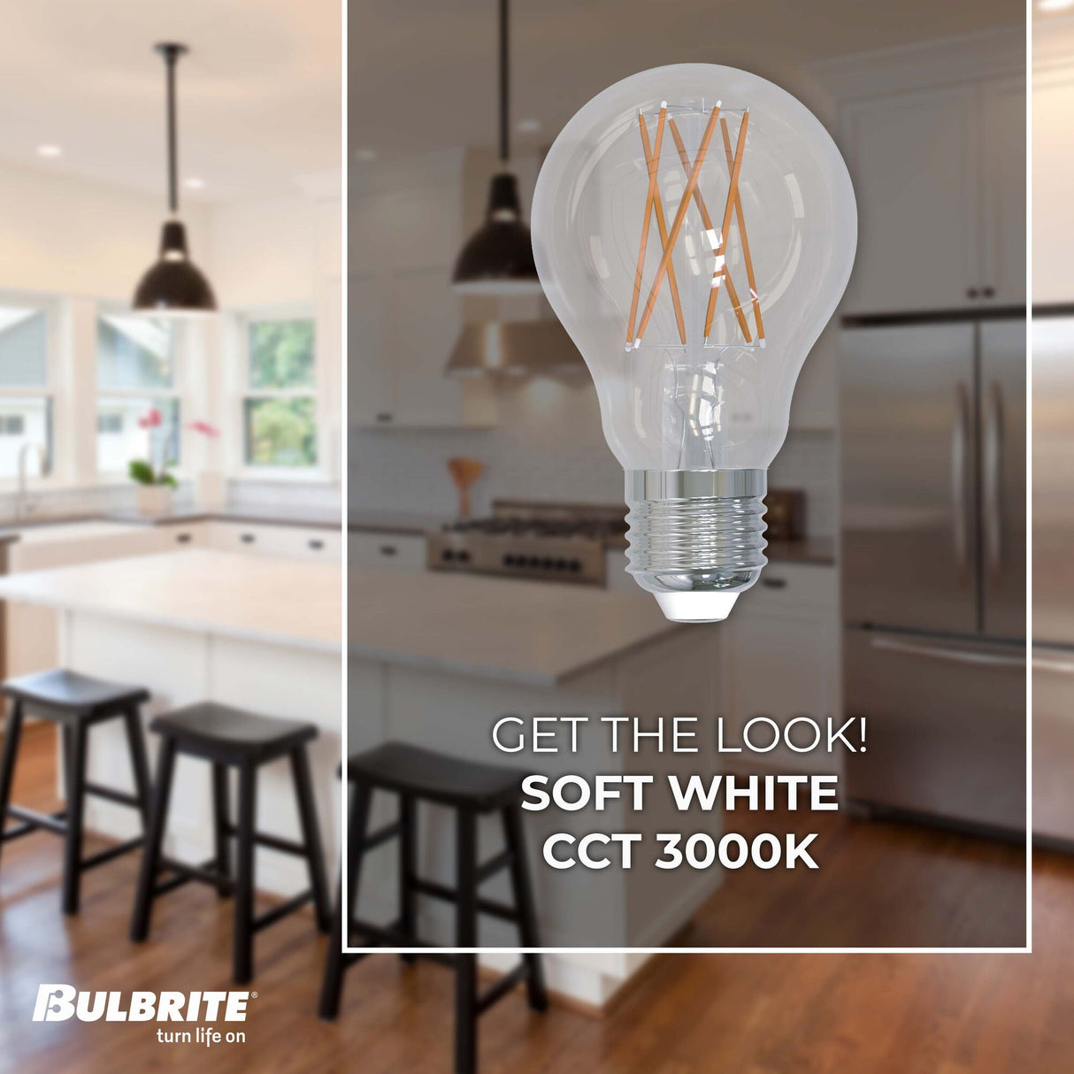 Bulbrite 9 Watt Dimmable Clear Filament A19 Medium (E26) LED Light Bulb - 1100 Lumens, 3000K, and 90 CRI