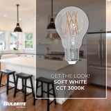 Bulbrite 9 Watt Dimmable Clear Filament A19 Medium (E26) LED Light Bulb - 1100 Lumens, 3000K, and 90 CRI