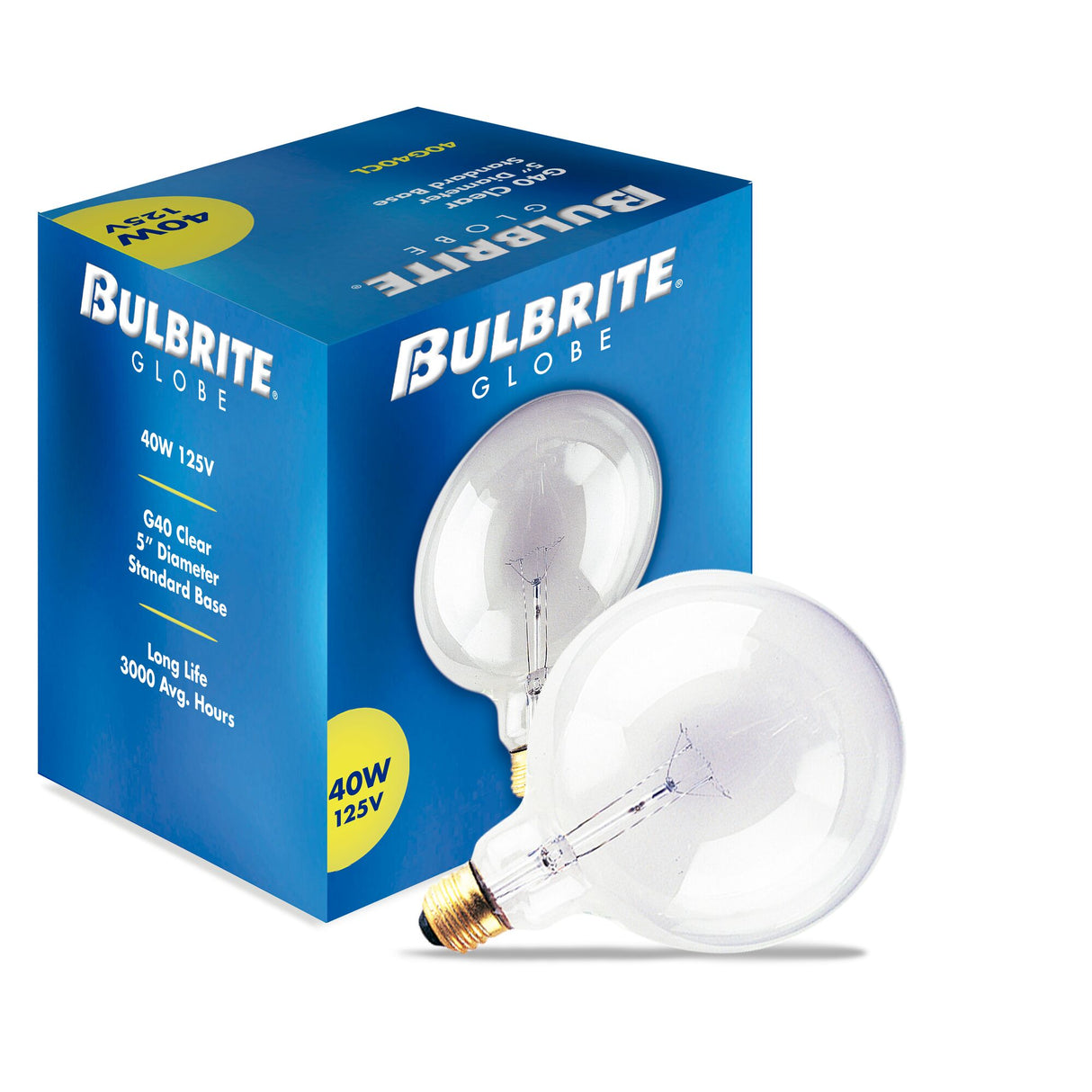 Bulbrite Incandescent G40 Medium Screw Base (E26) Light Bulb, 40 Watt, Clear